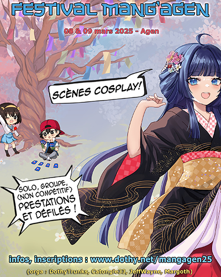scènes cosplay libres mang'Agen 08 et 09 mars 2025