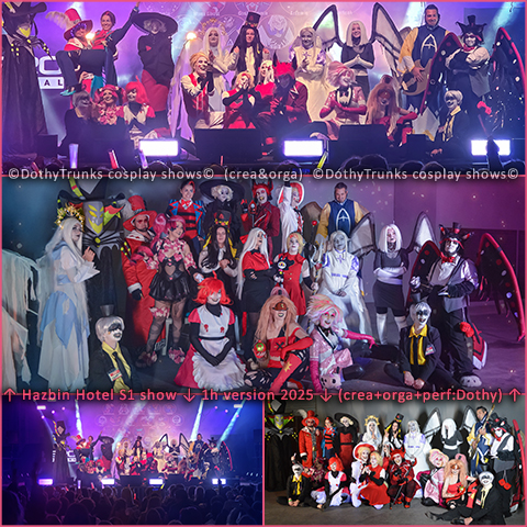 DothyTrunks cosplay show - Hazbin Hotel S01 (1h version 2025) - Dothy as Angel Dust - Animated series Musical - with Charlie & Lucifer Morningstar, Vaggie, Alastor, Angel Dust, Husk, Nifty, Sir Pentious, Eggbois, Rosie, Vox, Valentino, Adam, Lute - Hellaverse created by Vivenne Medrano - VivziePop 