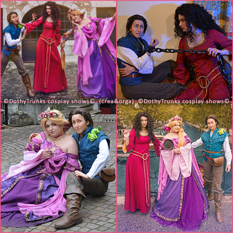 DothyTrunks cosplay Flynn Ryder (and Gothel cosplay also made by Dothy, lended to AnHook here) with Flazel as Rapunzel Disney Pixar Tangled Raiponce Eugene Fitzherbert